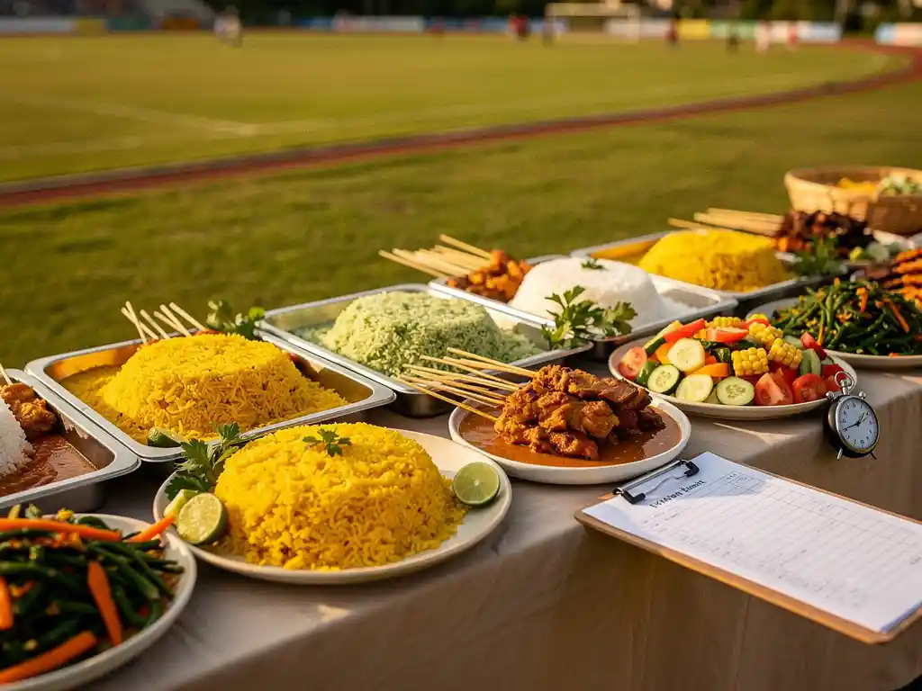 Hoe lang van tevoren moet je Indonesische catering bestellen voor een sportevenement?