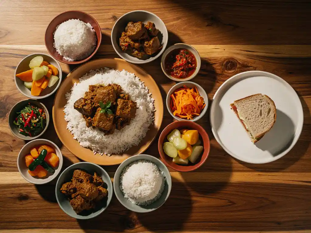 Hoe verschilt een Indonesische rijsttafel van een standaard bedrijfslunch?